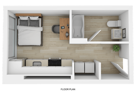Floor plan for studio, 1 bath, 294 sqft
